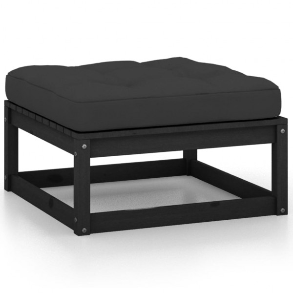 Taburetes de jardín con cojines madera maciza de pino negro