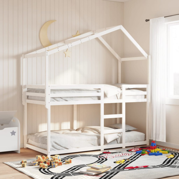 Techo de cama infantil madera maciza blanco 213x85.5x144.5 cm
