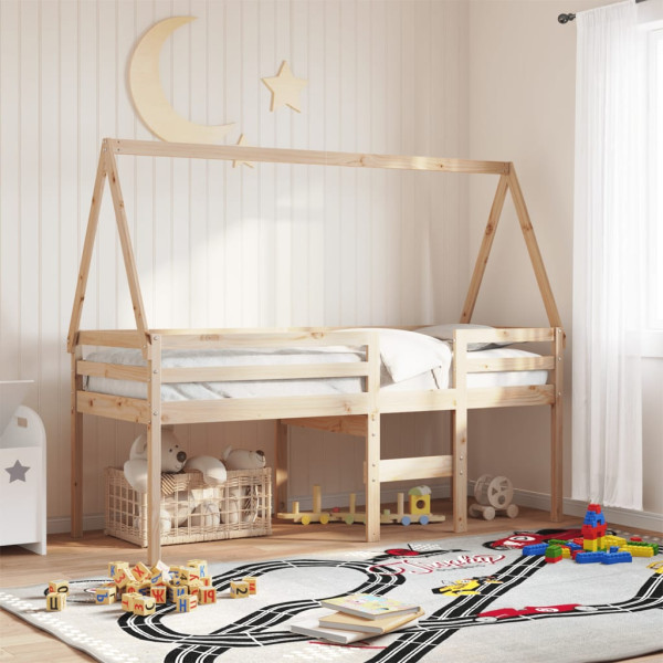 Techo de cama infantil madera maciza pino 209x85.5x88 cm