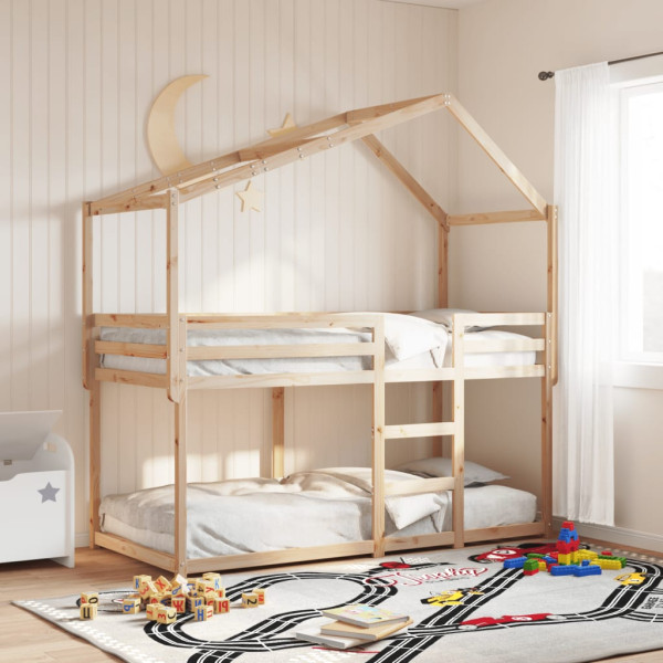 Techo de cama infantil madera maciza pino 213x95.5x144.5 cm