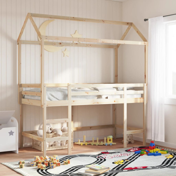 Techo de cama infantil madera maciza pino 217x95.5x159 cm
