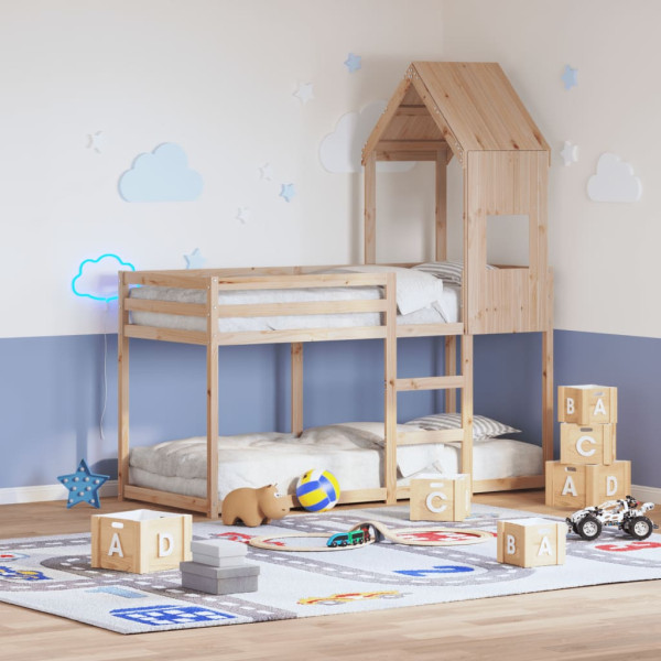 Techo de cama infantil madera maciza pino 55x99x139.5 cm