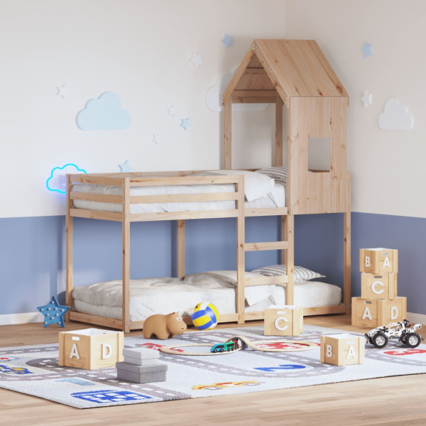 Techo de cama infantil madera maciza pino 60x89x134.5 cm
