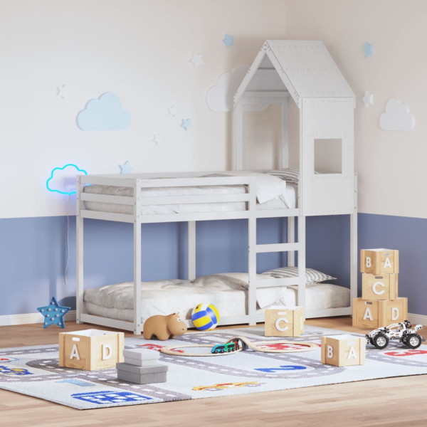 Techo de cama infantil madera maciza pino blanco 55x99x139.5 cm