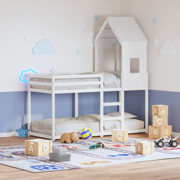 Techo de cama infantil madera maciza pino blanco 60x99x139.5 cm