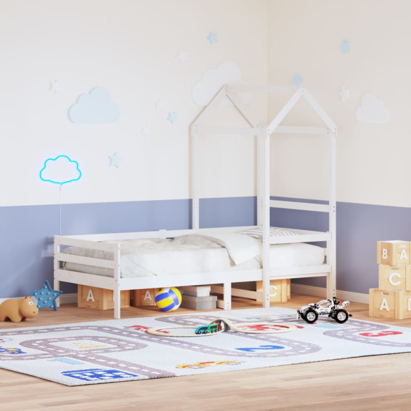 Techo de cama infantil madera maciza pino blanco 98x70x176.5 cm
