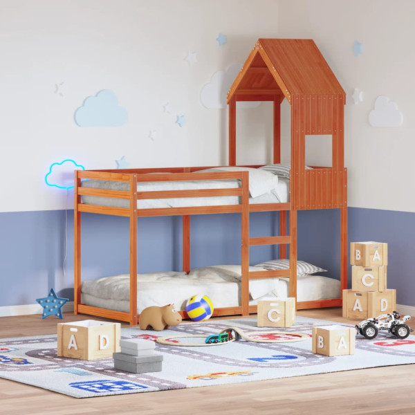 Techo de cama infantil madera maciza pino marrón 55x99x139.5 cm