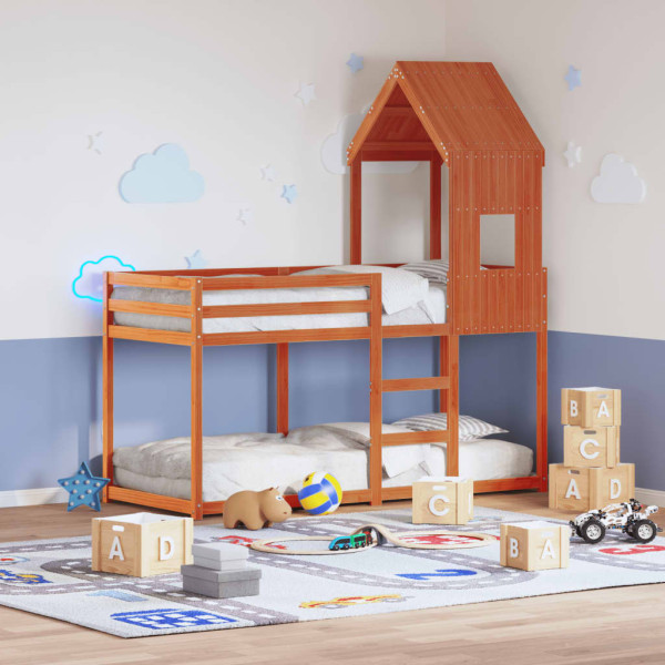 Techo de cama infantil madera maciza pino marrón 60x89x134.5 cm