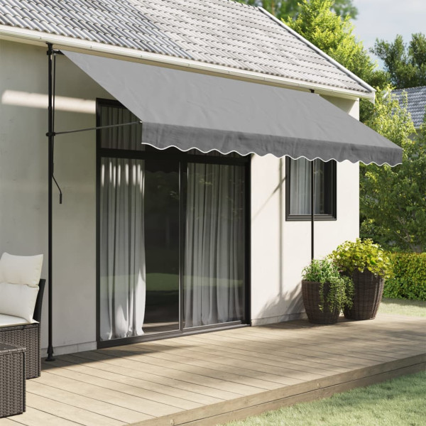 Tela de cenefa de toldo de repuesto rayas gris antracita 3.5 m