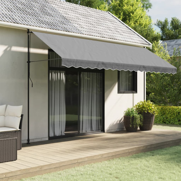 Tela de cenefa de toldo de repuesto rayas gris antracita 4.5 m