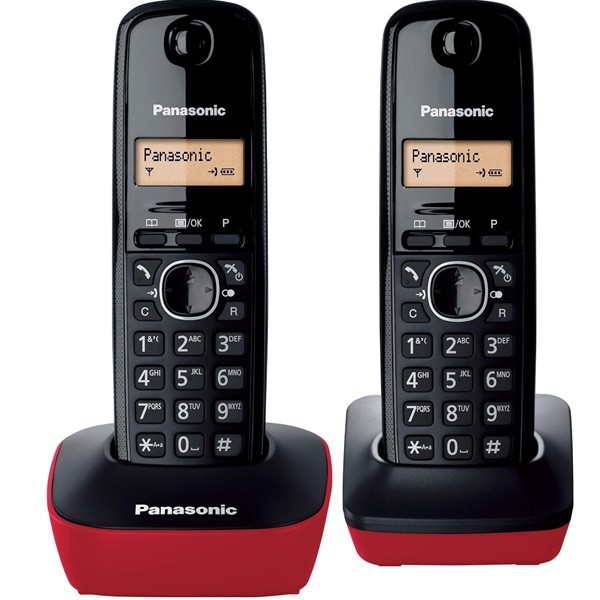 Teléfono Inalámbrico Panasonic KX-TG1612 Pack DUO negro/rojo