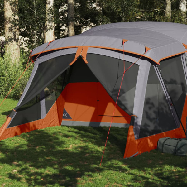Tienda campaña con porche 4 personas impermeable gris naranja