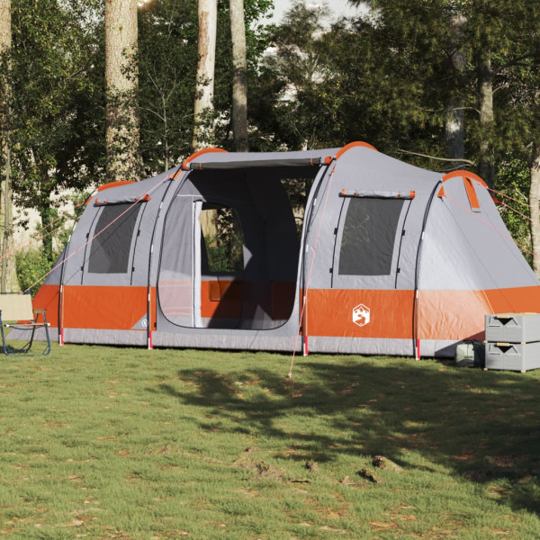 Tienda de campaña con túnel 4 personas impermeable gris naranja