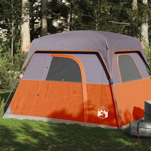 Tienda de campaña para 4 personas impermeable gris y naranja