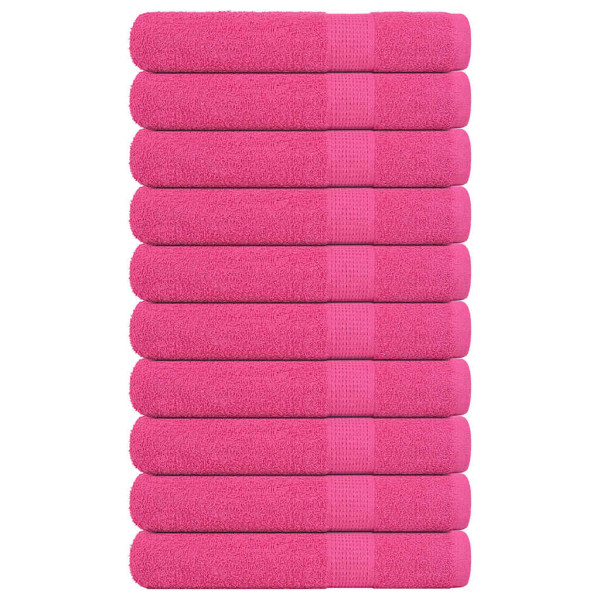 Toallas 10 uds 100% algodón rosa 100x200 cm 600 gsm