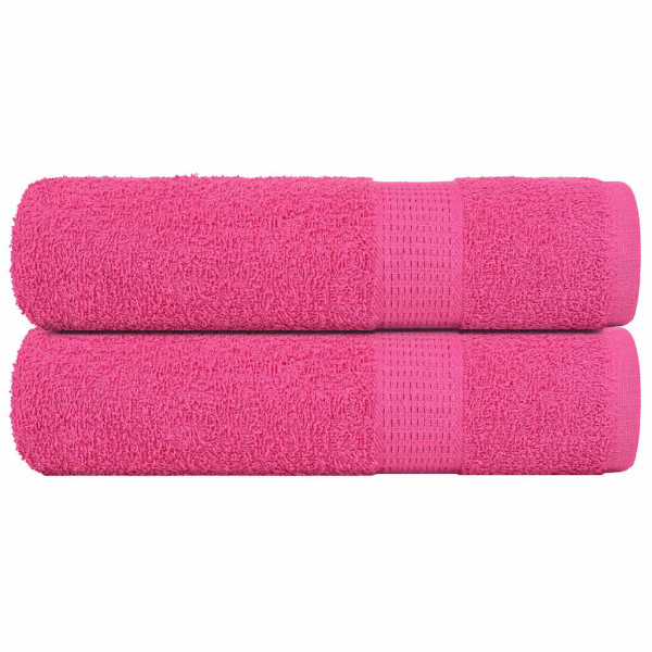Toallas de ducha 2 uds 100% algodón rosa 70x140 cm 360 gsm