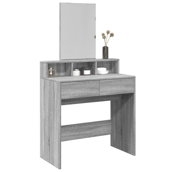 Tocador con espejo color gris Sonoma 80x41x144.5 cm