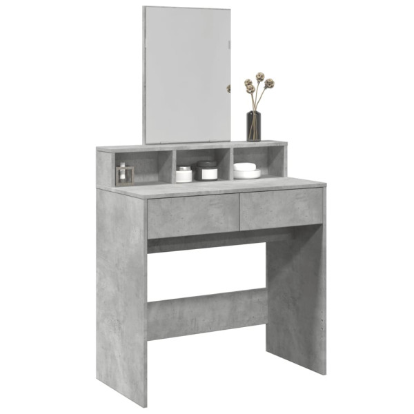 Tocador con espejo gris hormigón 80x41x144.5 cm