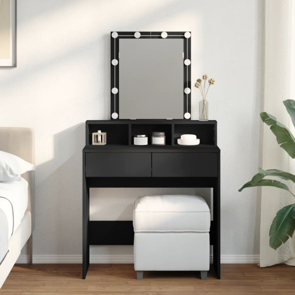 Tocador con luces LED negro 80x41x144.5 cm