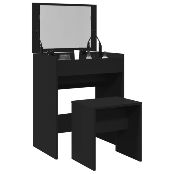 Tocador con taburete negro 60x40x113.5 cm