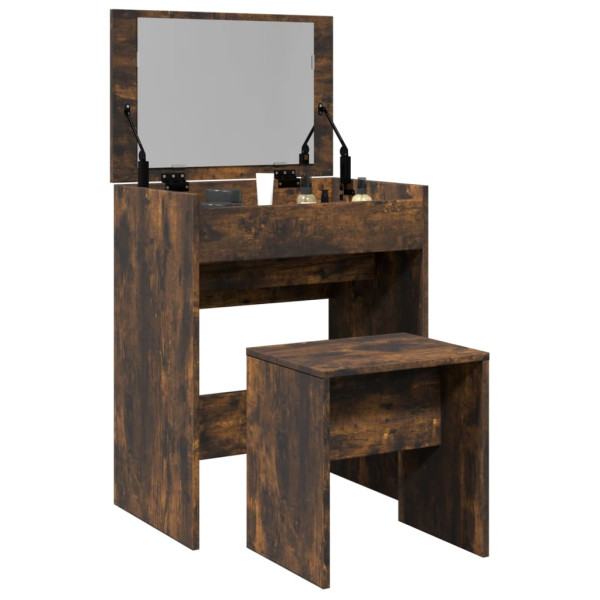 Tocador con taburete roble ahumado 60x40x113.5 cm
