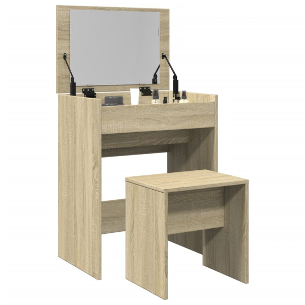 Tocador con taburete roble Sonoma 60x40x113.5 cm