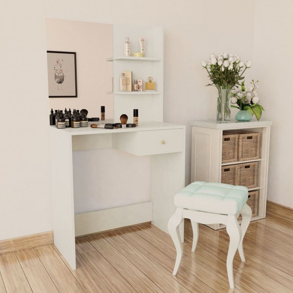 Tocador de madera contrachapada 75x40x141 cm blanco