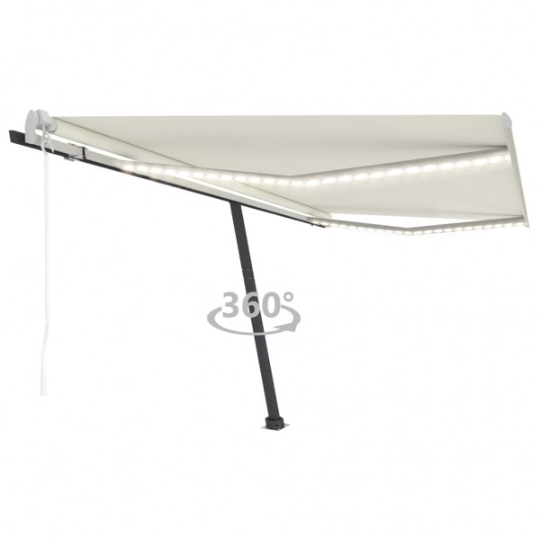 Toldo automático con LED sensor de viento crema 400x300 cm