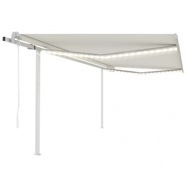 Toldo automático con LED sensor de viento crema 4.5x3 m