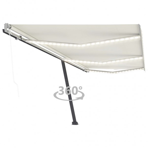 Toldo automático con LED sensor de viento crema 600x300 cm