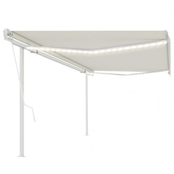 Toldo automático con LED y sensor de viento crema 5x3.5 m