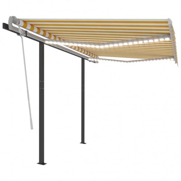 Toldo automático LED sensor de viento amarillo blanco 3.5x2.5 m