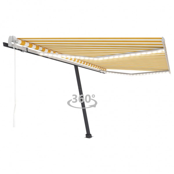 Toldo automático LED sensor de viento amarillo blanco 400x300cm
