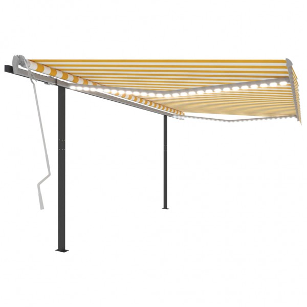 Toldo automático LED sensor de viento amarillo y blanco 4x3 m