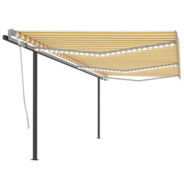 Toldo automático LED sensor de viento amarillo y blanco 6x3.5 m