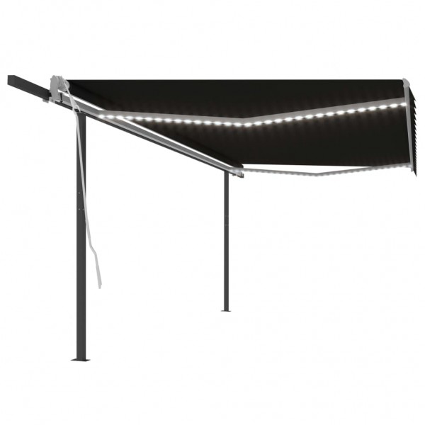 Toldo automático LED sensor de viento gris antracita 5x3 m