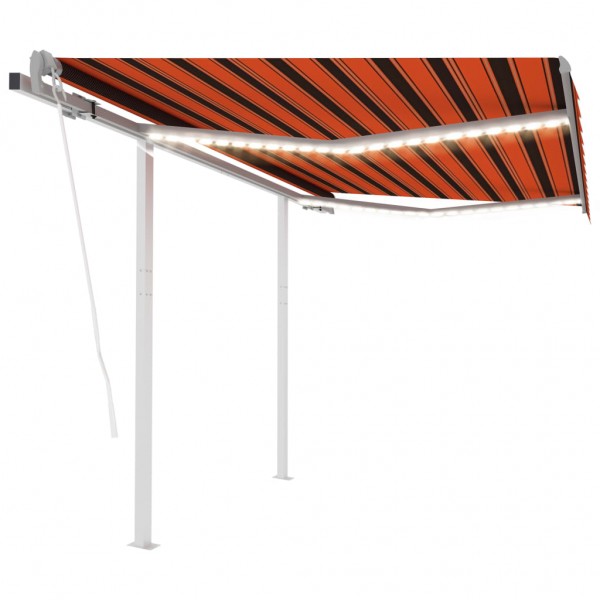 Toldo automático LED sensor de viento naranja marrón 3.5x2.5 m