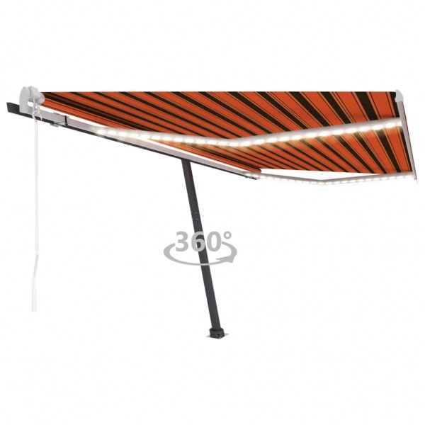 Toldo automático LED sensor de viento naranja marrón 400x300 cm