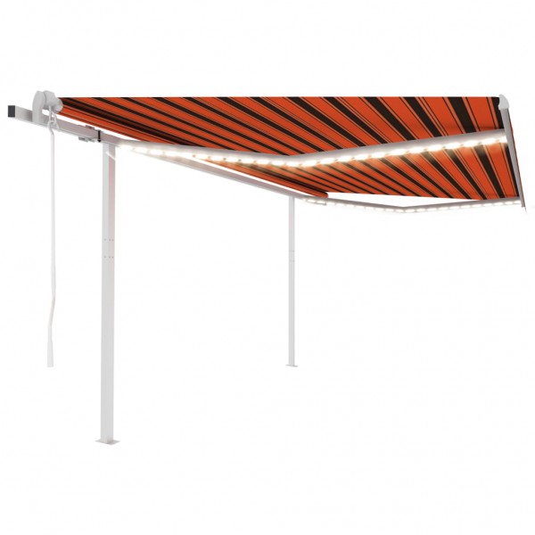 Toldo automático LED sensor de viento naranja marrón 4.5x3 m