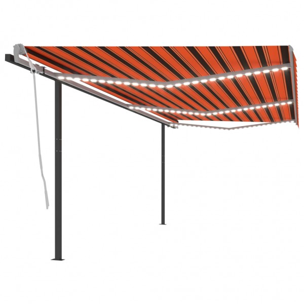 Toldo automático LED sensor de viento naranja y marrón 6x3 m