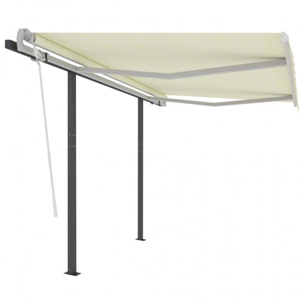Toldo automático retráctil con postes color crema 3x2.5 m