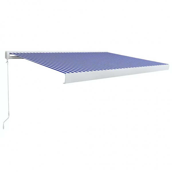 Toldo de carrete manual azul y blanco 400x300 cm