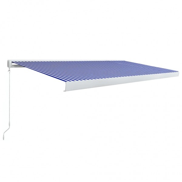 Toldo de carrete manual azul y blanco 500x300 cm