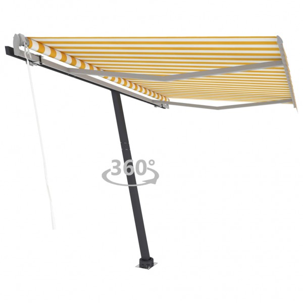 Toldo de pie automático amarillo y blanco 300x250 cm