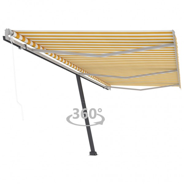 Toldo de pie automático amarillo y blanco 600x350 cm