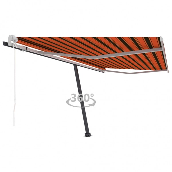 Toldo de pie automático naranja y marrón 450x300 cm