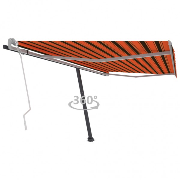 Toldo de pie retráctil manual naranja y marrón 400x300 cm