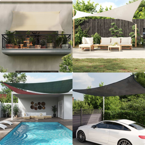 Toldo de vela cuadrado HDPE gris claro 160 g/m² 2.5x2.5 m