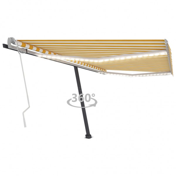 Toldo manual retráctil con LED amarillo y blanco 400x350 cm