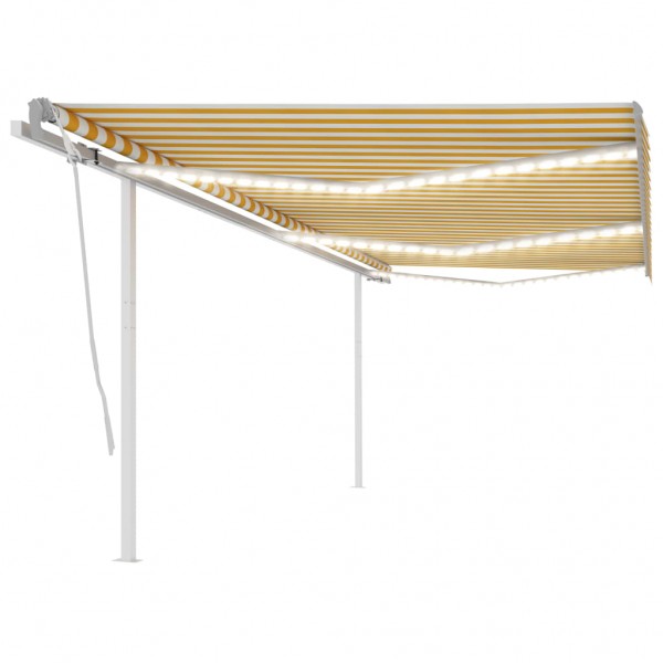 Toldo manual retráctil con LED amarillo y blanco 6x3.5 m
